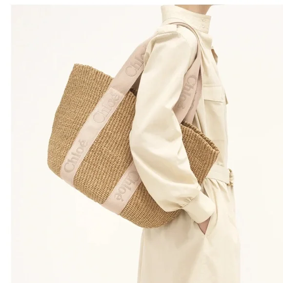 CHLOE Woody raffia tote bag - Picture 3 of 7